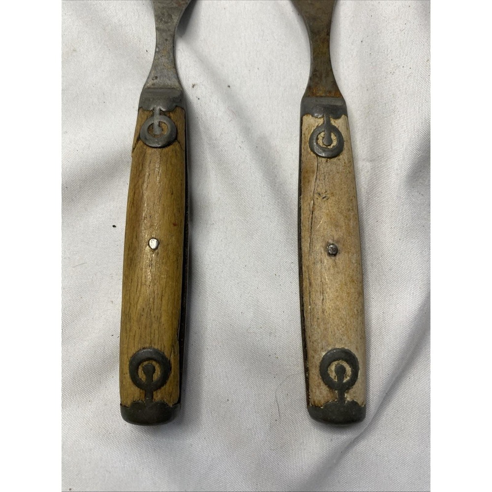 2 Antique Civil War Era 4 Tine Forks 1800s Primitive Flatware - Picture 3 of 7